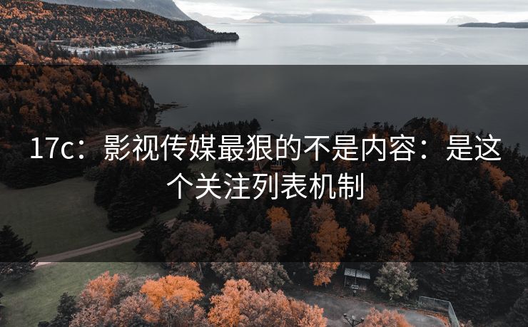 17c：影视传媒最狠的不是内容：是这个关注列表机制