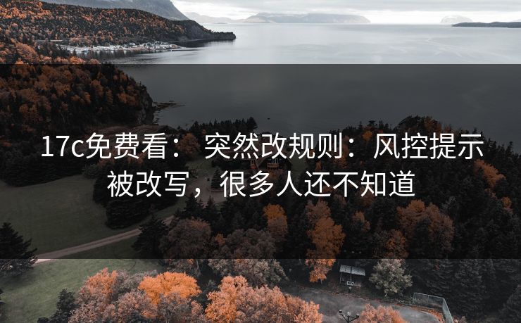 17c免费看： 突然改规则：风控提示被改写，很多人还不知道