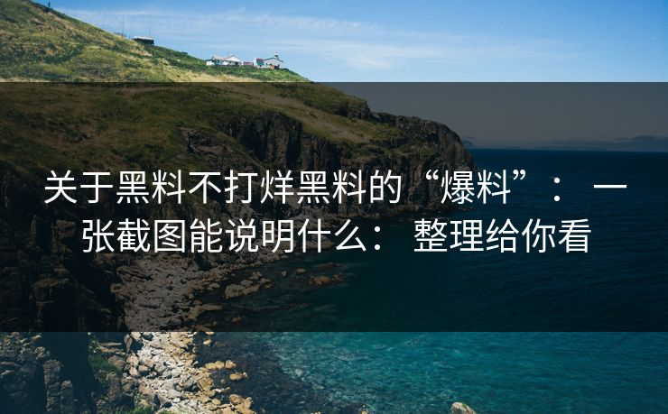 关于黑料不打烊黑料的“爆料”： 一张截图能说明什么： 整理给你看