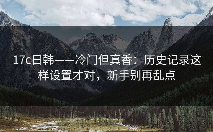 17c日韩——冷门但真香：历史记录这样设置才对，新手别再乱点
