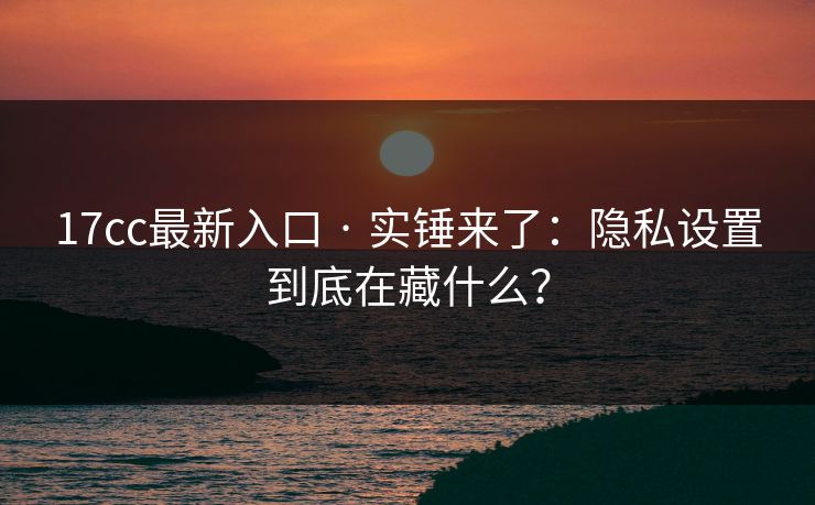 17cc最新入口 · 实锤来了：隐私设置到底在藏什么？