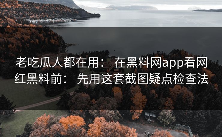 老吃瓜人都在用： 在黑料网app看网红黑料前： 先用这套截图疑点检查法