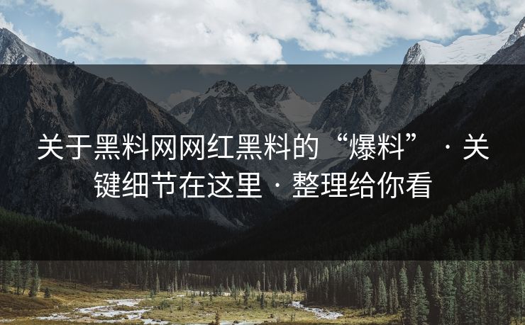 关于黑料网网红黑料的“爆料” · 关键细节在这里 · 整理给你看