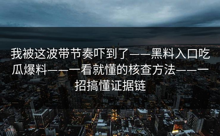 我被这波带节奏吓到了——黑料入口吃瓜爆料——一看就懂的核查方法——一招搞懂证据链
