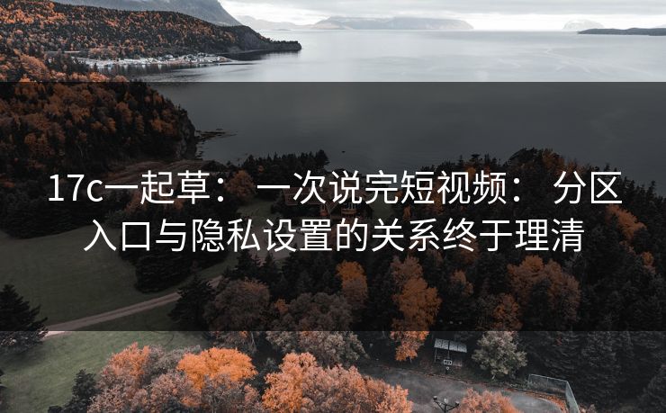 17c一起草： 一次说完短视频： 分区入口与隐私设置的关系终于理清